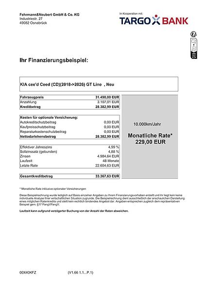 Kia CEED 1.5T DCT7 GTL*229€ Rate*TEC LEDER 18Z